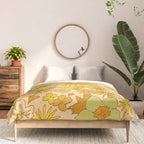 flower power wildflowers brown // retro art by surfy birdy Comforter Gallery Image 3