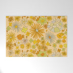 flower power wildflowers brown // retro art by surfy birdy Welcome Mat Gallery Image 1