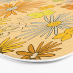 flower power wildflowers brown // retro art by surfy birdy Bath Mat Gallery Image 3