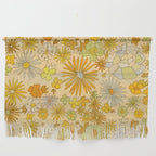 flower power wildflowers brown // retro art by surfy birdy Wall Hanging Gallery Image 1