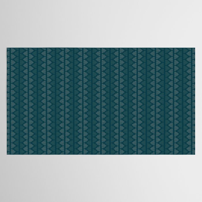 Minimalist Mudcloth 3 in Cream and Olive on Teal Tablecloth Gallery Image 2