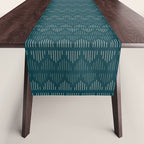 Minimalist Mudcloth 3 in Cream and Olive on Teal Table Runner Gallery Image 1
