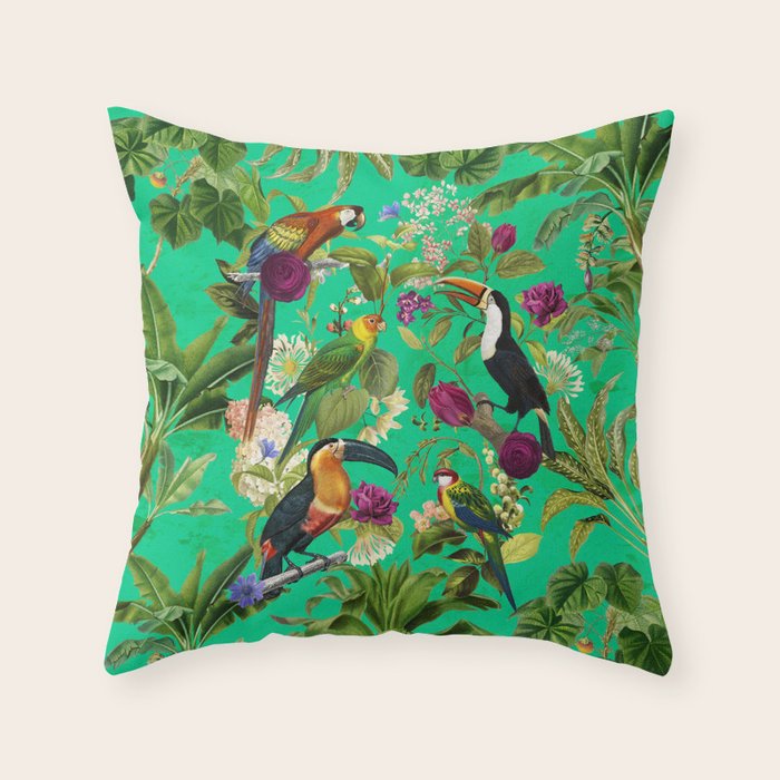 Toucan Jungle Throw Pillow Gallery Image 1