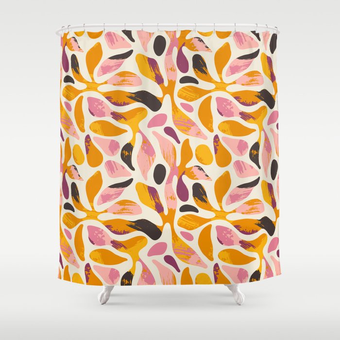 Abstract colorful flower art pattern Shower Curtain Gallery Image 1