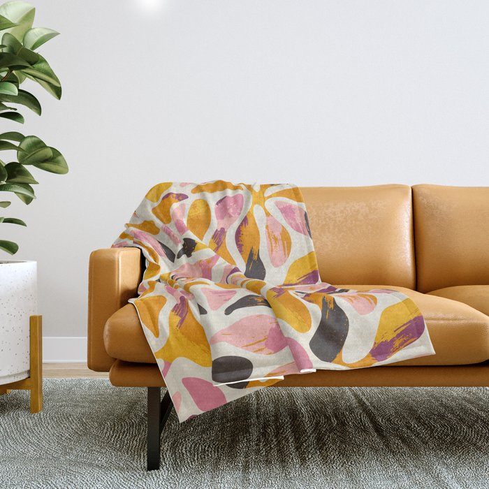 Abstract colorful flower art pattern Throw Blanket Gallery Image 1