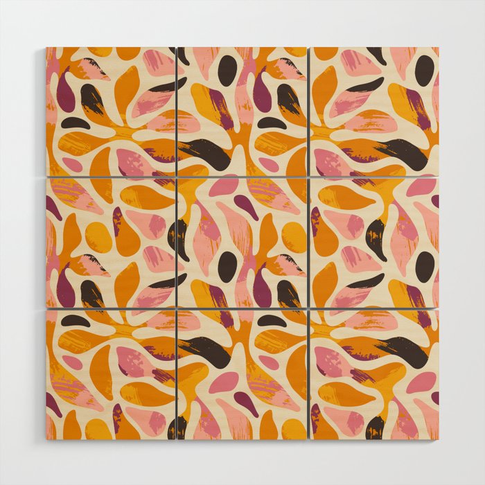 Abstract colorful flower art pattern Wood Wall Art Gallery Image 1