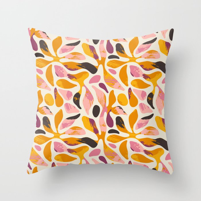 Abstract colorful flower art pattern Throw Pillow Gallery Image 1