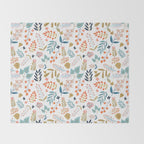 Botanical Harmony | Floral Vintage Plants Colorful Leaves | Autumn Spring Nature Bohemian Chic Throw Blanket Gallery Image 2