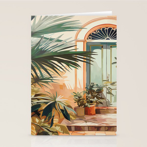 Villa Courtyard Mediterranean Art Stationery Card Gallery Image 2
