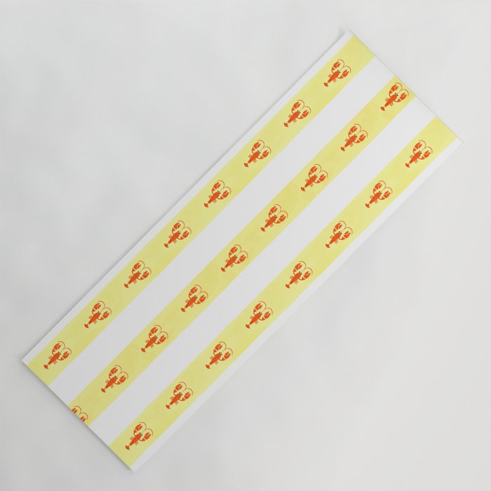 Red Lobsters On Hand-Painted Sunny Yellow Stripes Yoga Mat Gallery Image 1