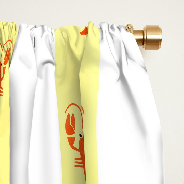Red Lobsters On Hand-Painted Sunny Yellow Stripes Window Curtain Gallery Image 2