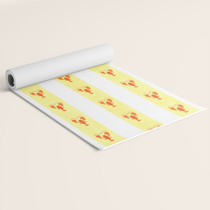 Red Lobsters On Hand-Painted Sunny Yellow Stripes Yoga Mat Gallery Image 2