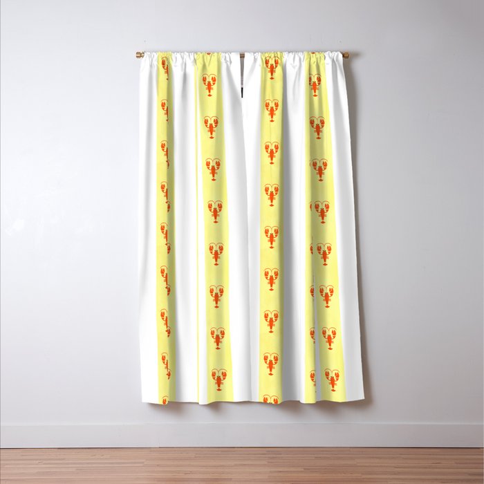 Red Lobsters On Hand-Painted Sunny Yellow Stripes Window Curtain Gallery Image 3