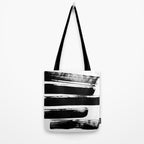 Stripes Black & White Minimalist Abstract Mid century Ink Art Dark Brush Strokes Tote Bag Gallery Image 2