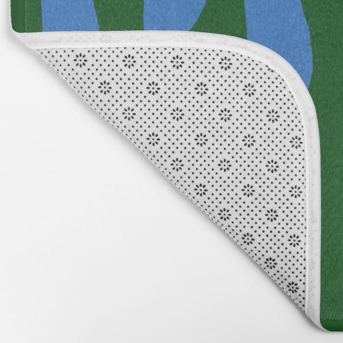 Thin Scalloped Line in blue and green Bath Mat Gallery Image 2