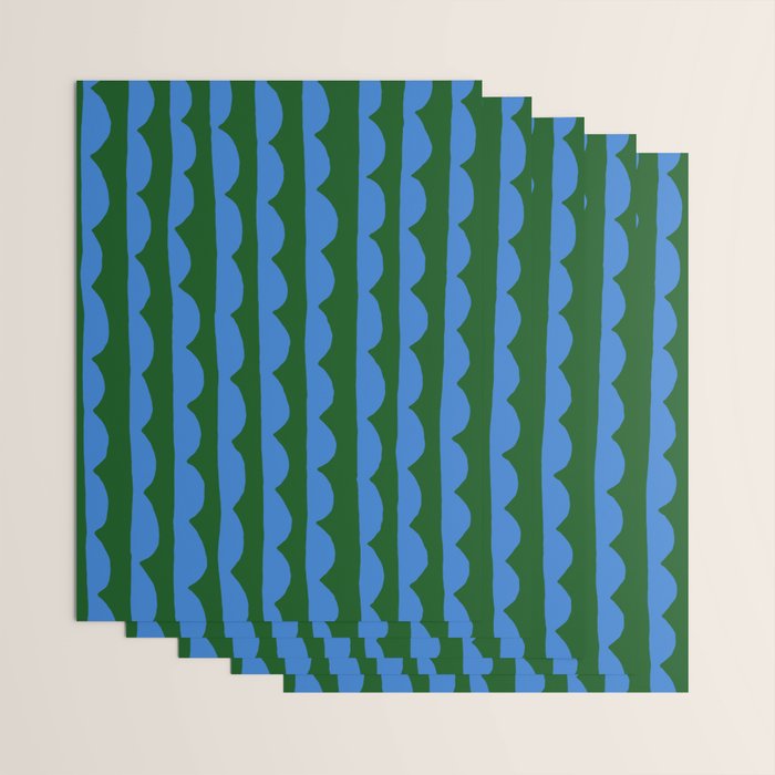 Thin Scalloped Line in blue and green Wrapping Paper Gallery Image 3