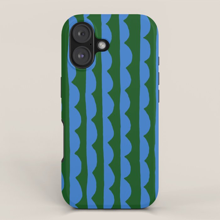 Thin Scalloped Line in blue and green iPhone Case Gallery Image 1