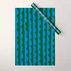 Thin Scalloped Line in blue and green Wrapping Paper Gallery Image 1