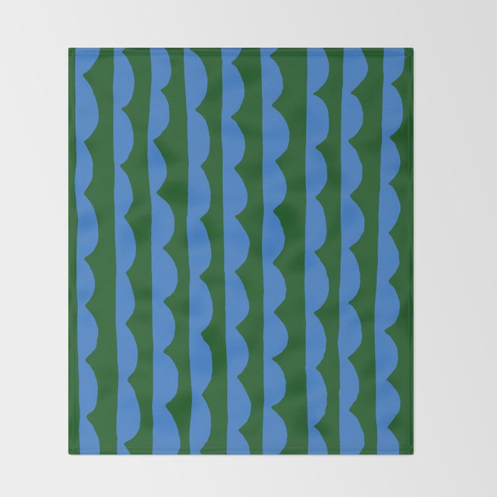 Thin Scalloped Line in blue and green Throw Blanket Gallery Image 2