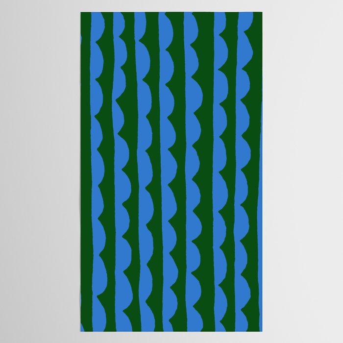 Thin Scalloped Line in blue and green Tablecloth Gallery Image 2