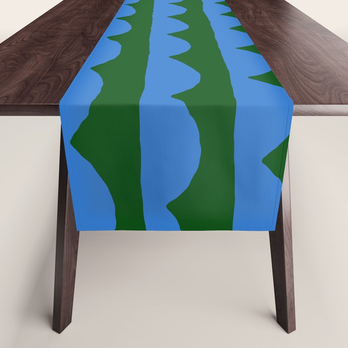 Thin Scalloped Line in blue and green Table Runner Gallery Image 1