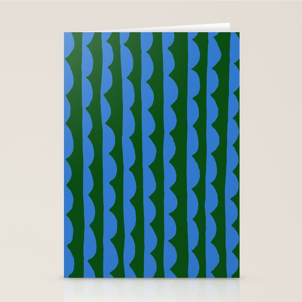Thin Scalloped Line in blue and green Stationery Card Gallery Image 1