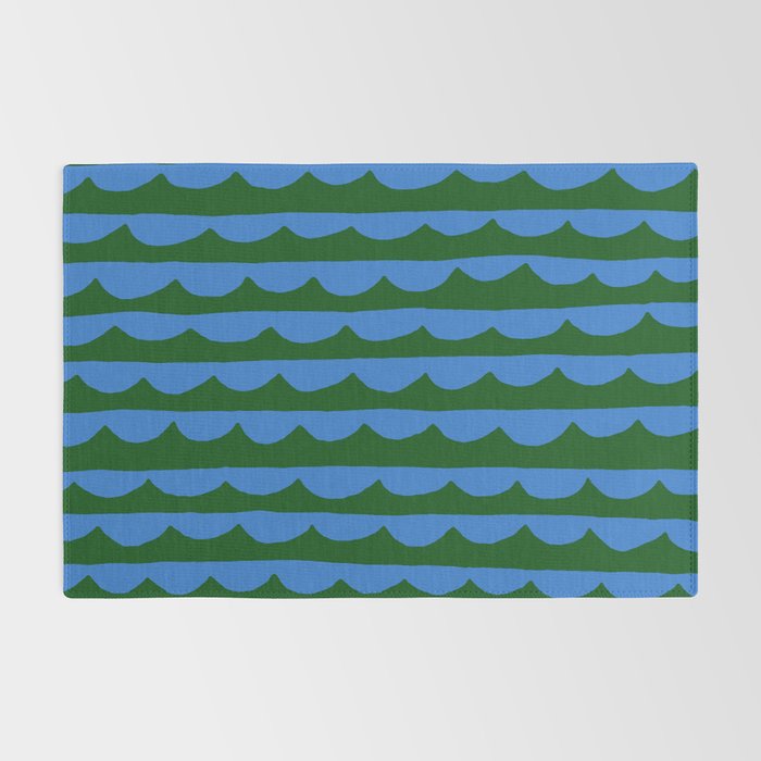 Thin Scalloped Line in blue and green Rug Gallery Image 2