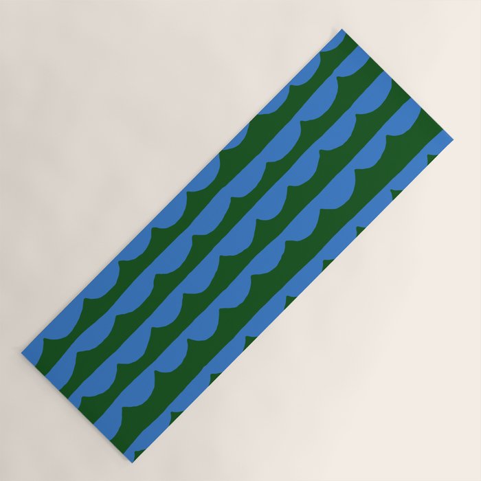 Thin Scalloped Line in blue and green Yoga Mat Gallery Image 1