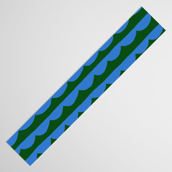 Thin Scalloped Line in blue and green Table Runner Gallery Image 3