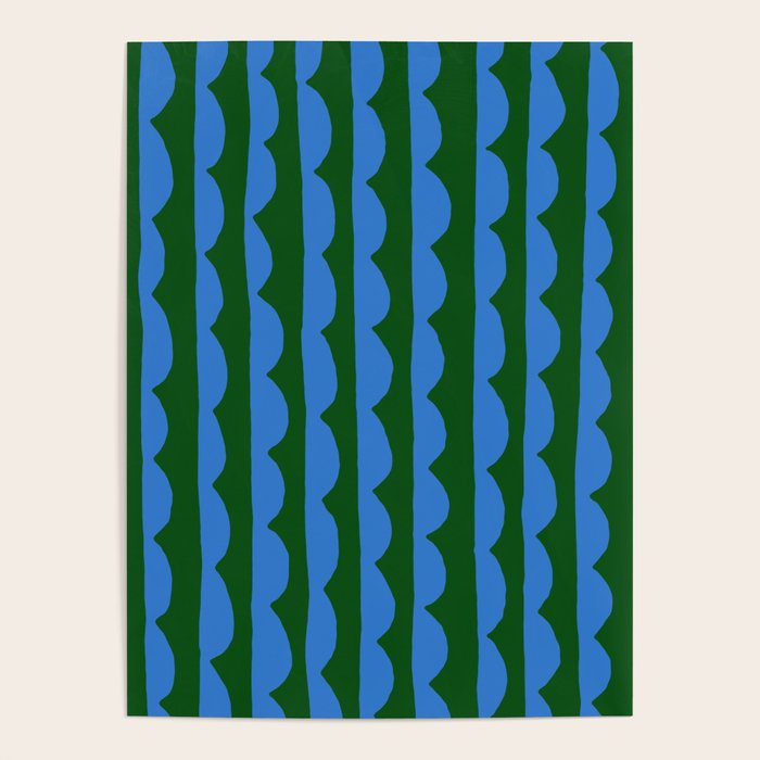 Thin Scalloped Line in blue and green Poster Gallery Image 1
