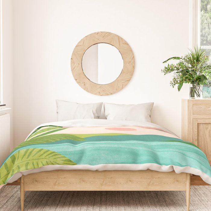 Vacation Views - Pink Coastal Landscape Duvet Cover Gallery Image 3