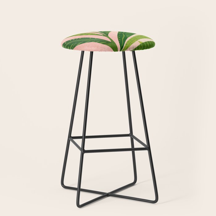 Vacation Views - Pink Coastal Landscape Stool Gallery Image 1