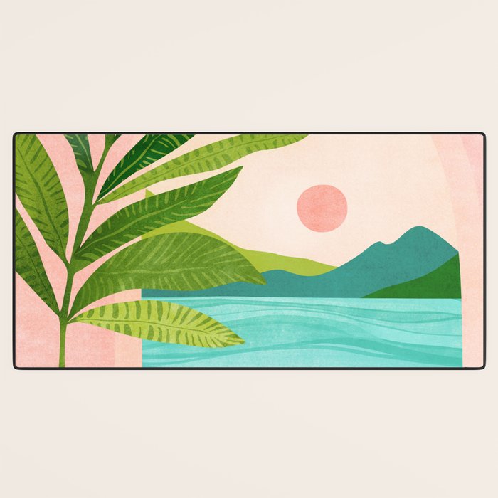 Vacation Views - Pink Coastal Landscape Desk Mat Gallery Image 3