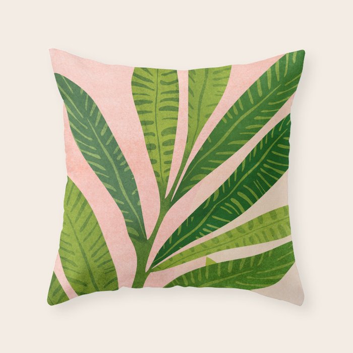 Vacation Views - Pink Coastal Landscape Throw Pillow Gallery Image 1