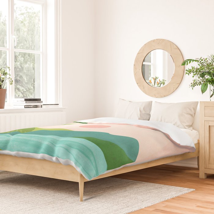 Vacation Views - Pink Coastal Landscape Duvet Cover Gallery Image 2