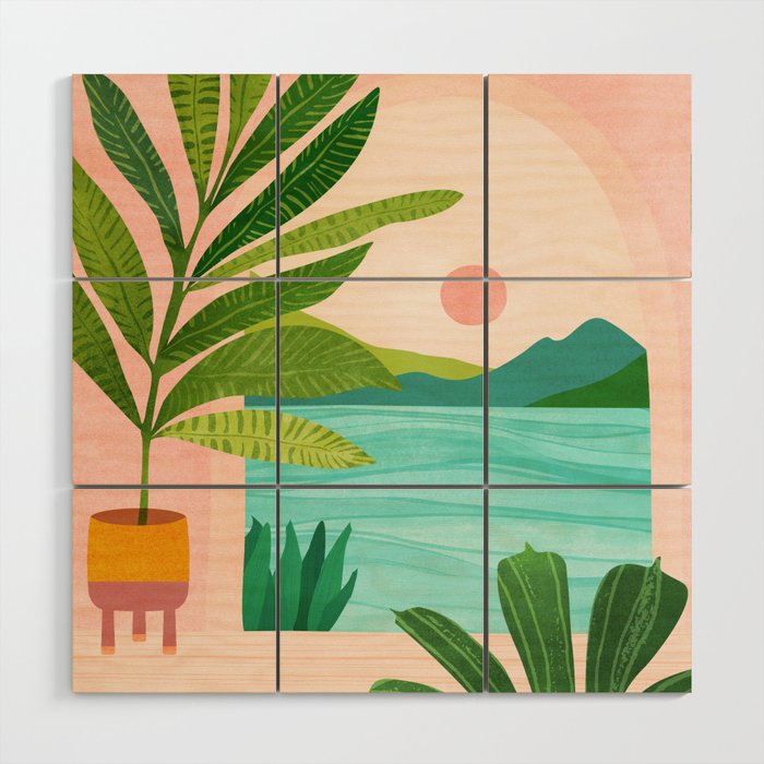 Vacation Views - Pink Coastal Landscape Wood Wall Art Gallery Image 1