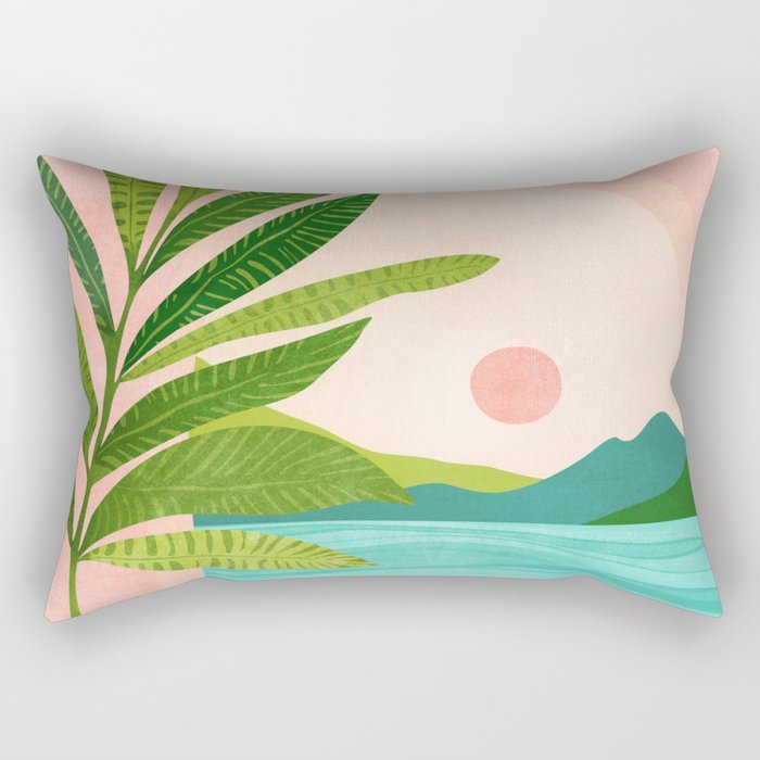Vacation Views - Pink Coastal Landscape Rectangular Pillow Gallery Image 2