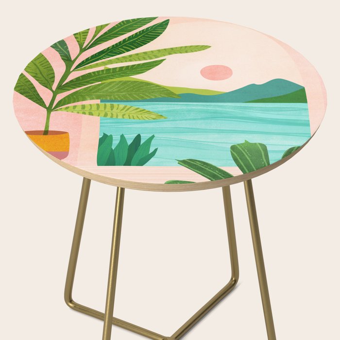 Vacation Views - Pink Coastal Landscape Side Table Gallery Image 2