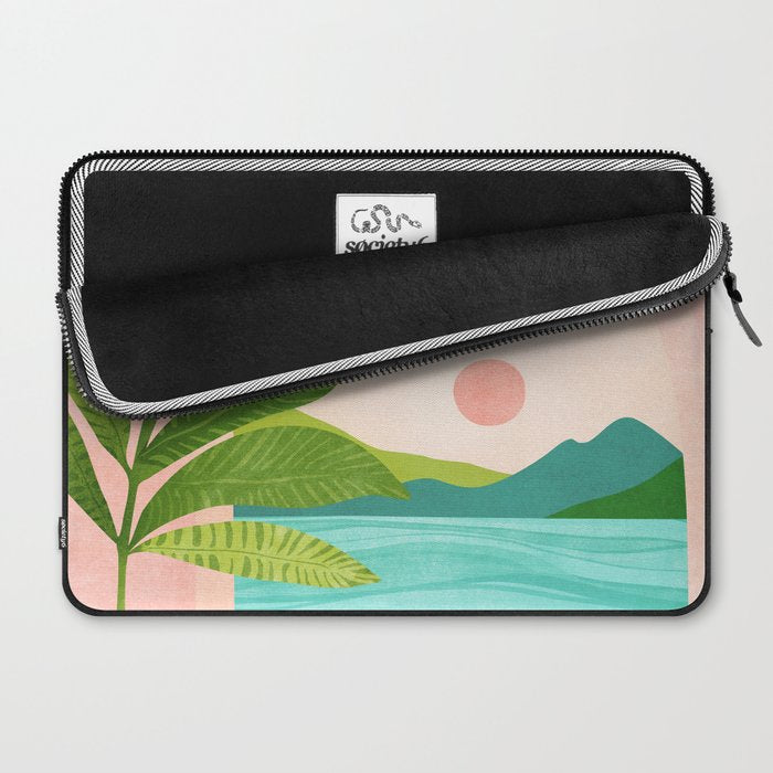 Vacation Views - Pink Coastal Landscape Laptop Sleeve Gallery Image 2
