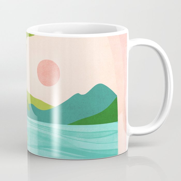 Vacation Views - Pink Coastal Landscape Coffee Mug Gallery Image 1