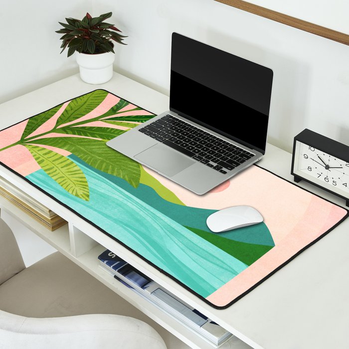 Vacation Views - Pink Coastal Landscape Desk Mat Gallery Image 2