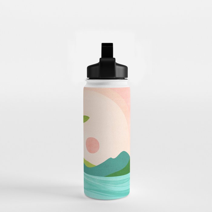 Vacation Views - Pink Coastal Landscape Water Bottle Gallery Image 2