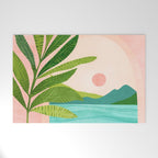 Vacation Views - Pink Coastal Landscape Welcome Mat Gallery Image 1
