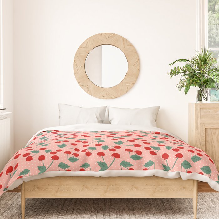 Cherry Kitsch on Pink Duvet Cover Gallery Image 3