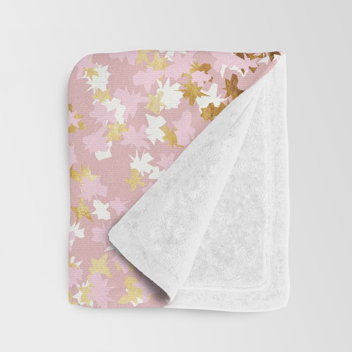 Floating Confetti - Pink Blush and Gold Throw Blanket Gallery Image 3