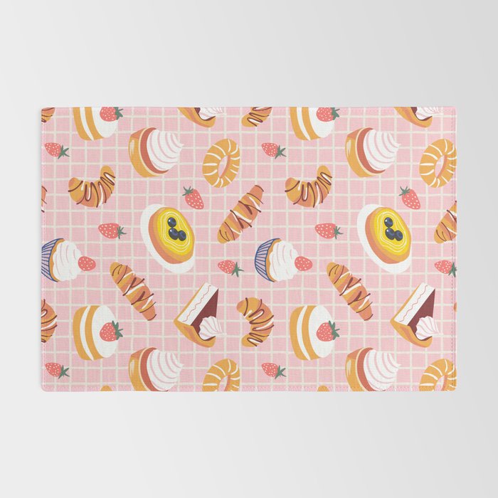 Vintage sweet pastry dessert food pattern Rug Gallery Image 2
