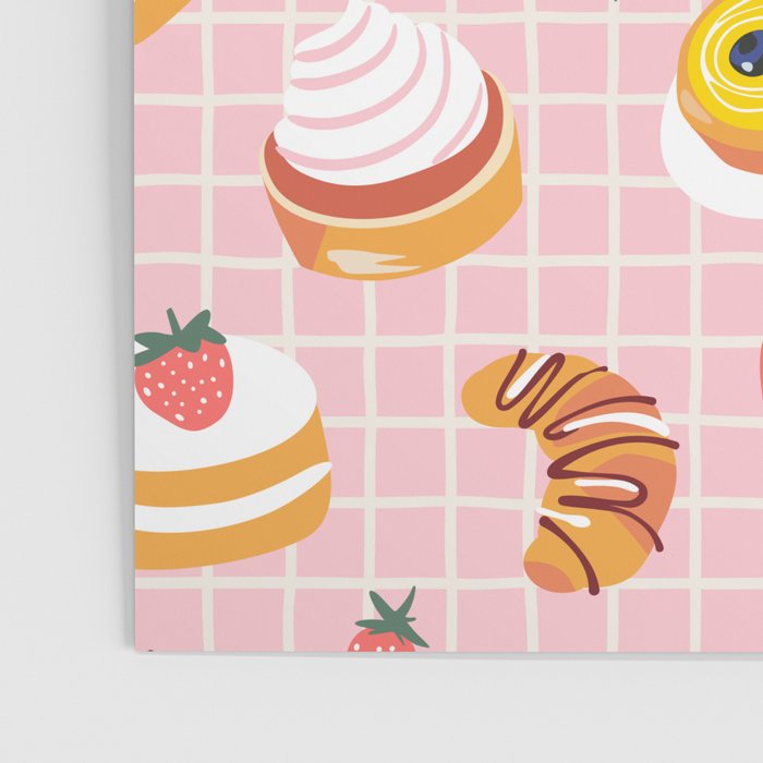 Vintage sweet pastry dessert food pattern Poster Gallery Image 3
