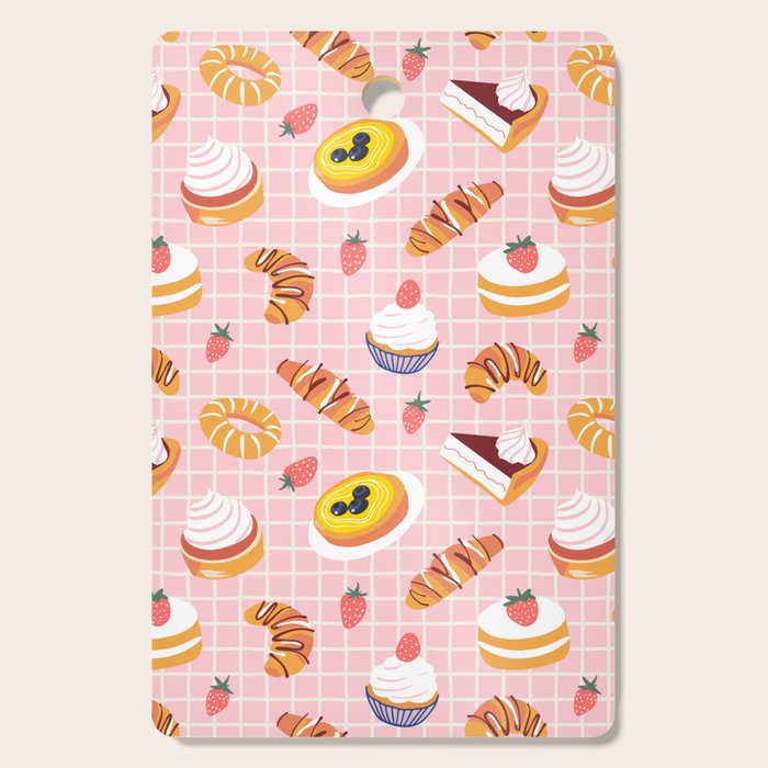 Vintage sweet pastry dessert food pattern Cutting Board Gallery Image 1