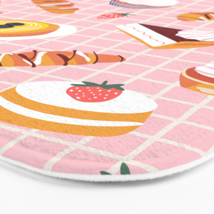 Vintage sweet pastry dessert food pattern Bath Mat Gallery Image 3