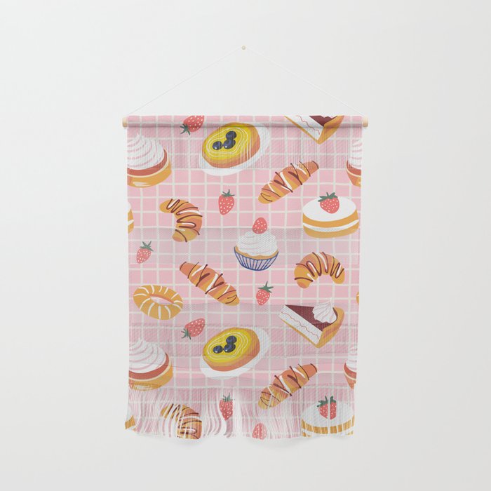 Vintage sweet pastry dessert food pattern Wall Hanging Gallery Image 1